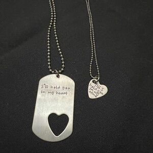 Silver Heart Pendant Necklace Set
